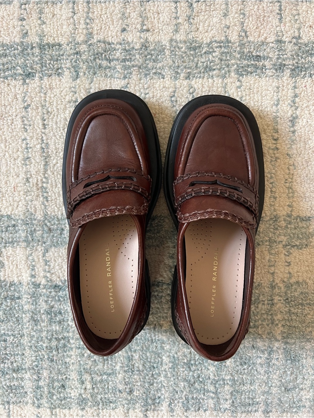 Loeffler Randall Dark Brown Leather Lug-Soled Penny Loafers - Picture 4 of 4